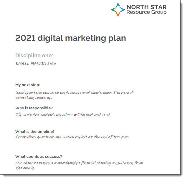 2021 digital marketing plan for financial advisors