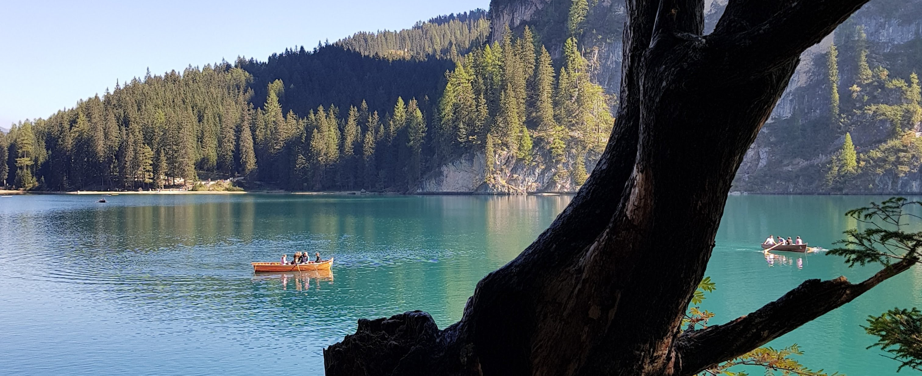 two canoes on a lake