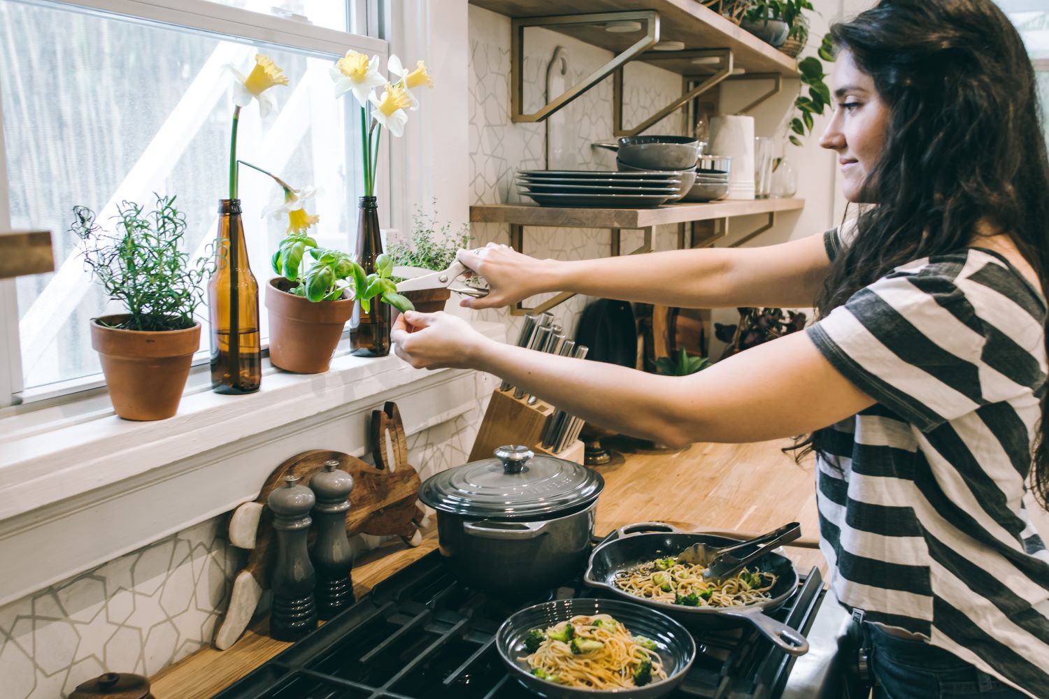 woman cooking dinner