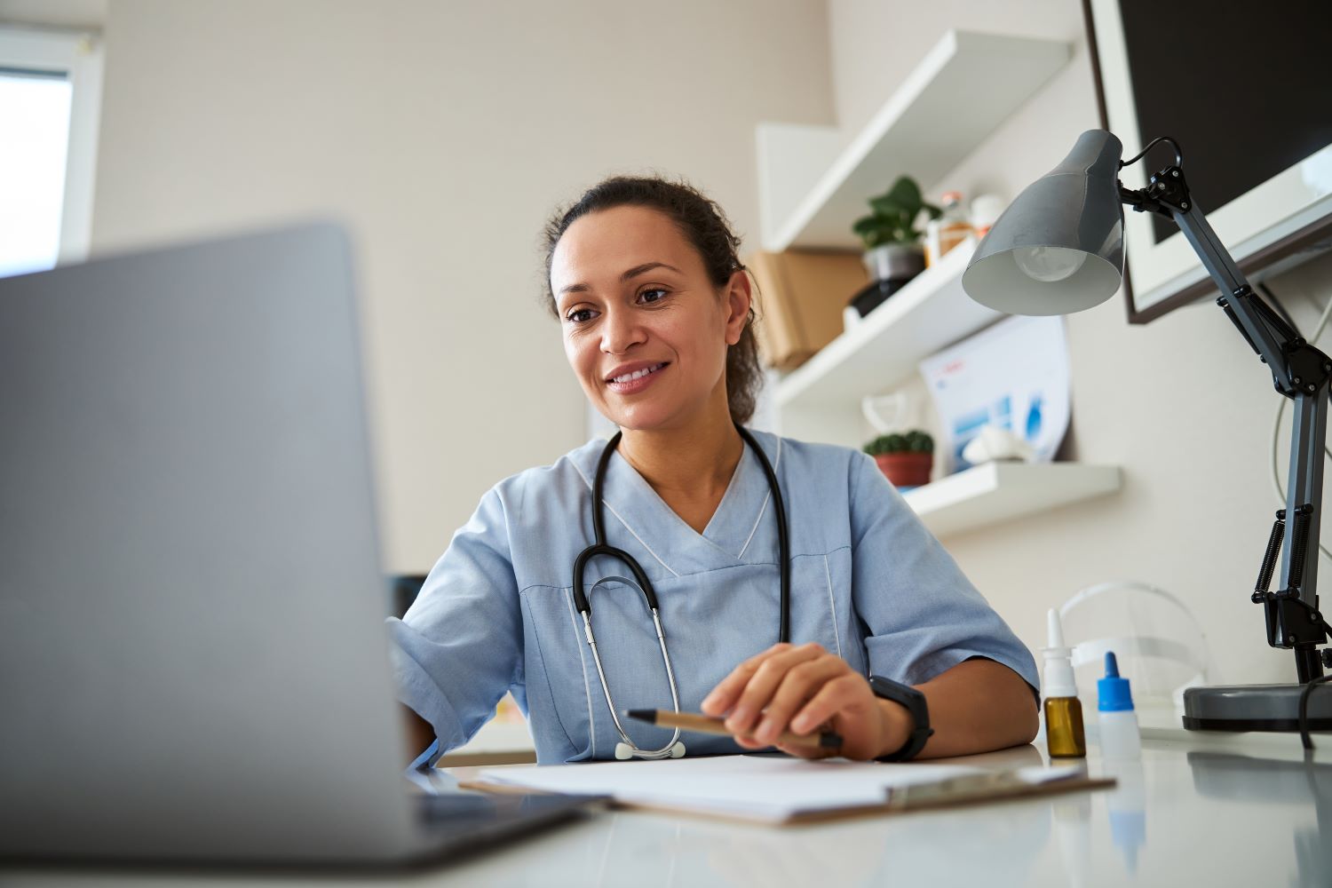 Doctor working at a desk