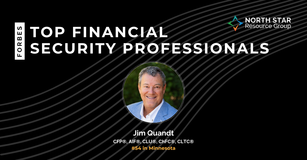 Forbes Top Financial Security Professionals banner featuring Jim Quandt's headshot and North Star logo.