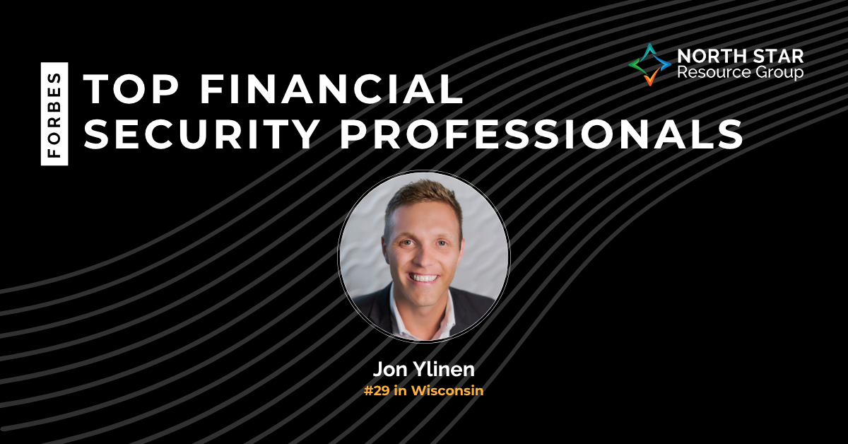 Banner announcing Forbes Top Financial Security Professionals, featuring a circular headshot and the text '#29 in Wisconsin' with the North Star logo.
